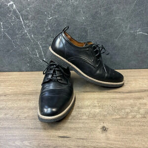 Deer Stags black lace up dress shoes boy's 2.5 Zander faux leather Oxford formal